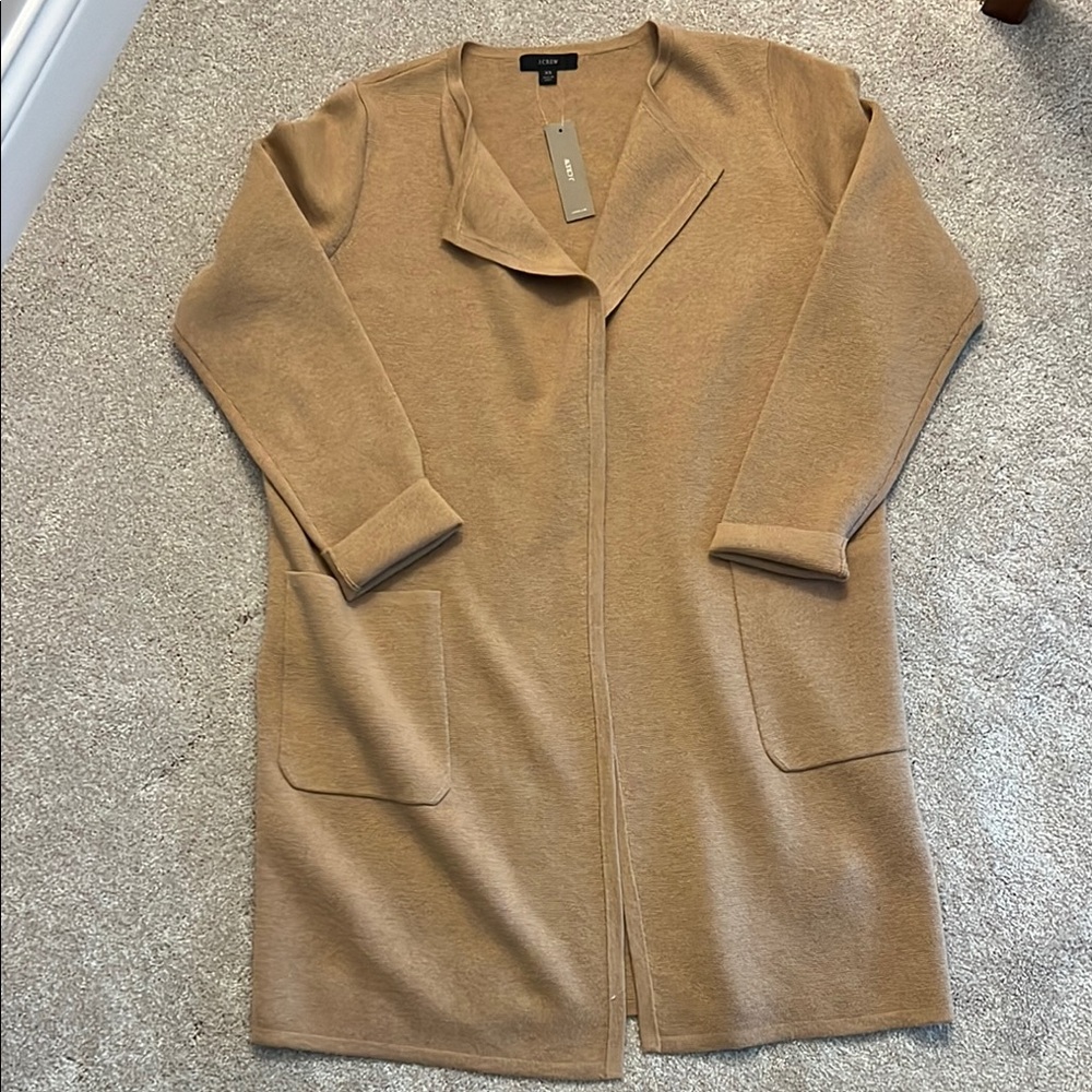 J Crew Tan Open Front Cardigan Sweater XS